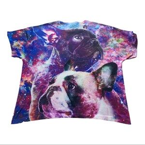 Dog French Bulldog & Galaxy T-Sirt Size XL